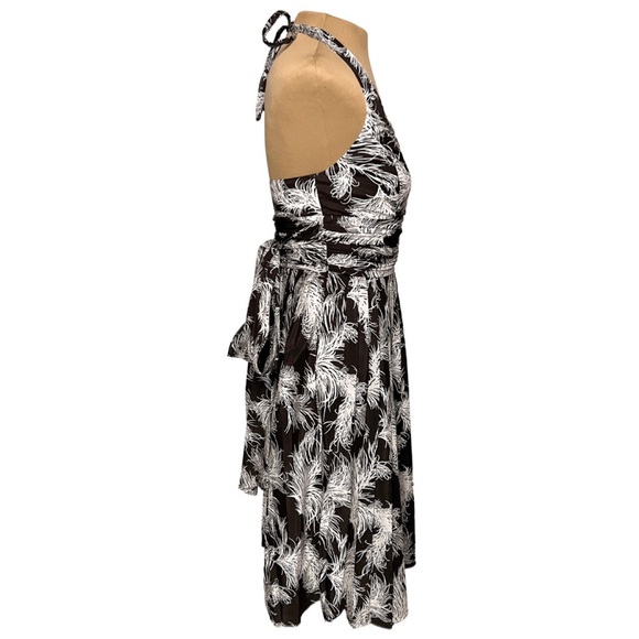 ANTONIO MELANI Dark Brown White Fern Halter Fit & Flare Dress - Picture 6 of 7